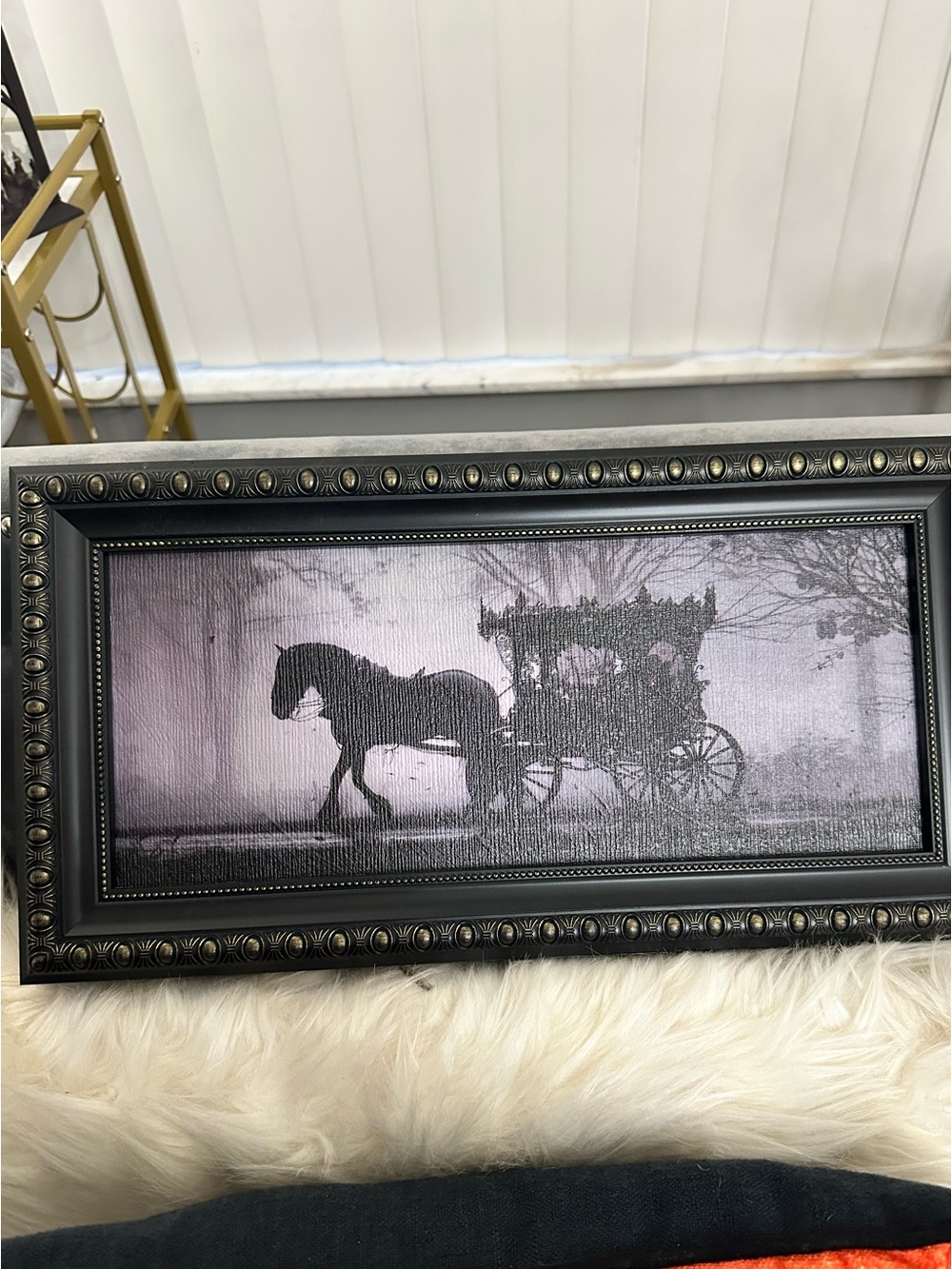 Black Framed Horse and Carriage Wall Art - Unbranded